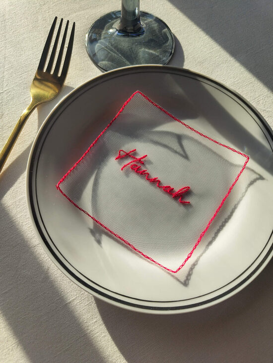 Embroidered place cards